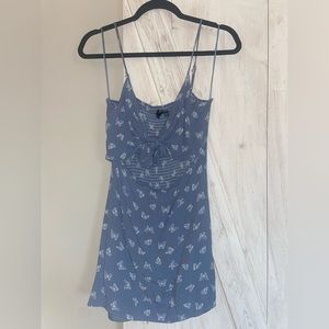 Windsor mini dress| blue mini dress with cutout| butterfly print| size: large